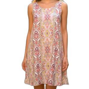 Rachel Zoe Linen Dress Womens Large Sleeveless A Line Boho Pockets Keyhole Back